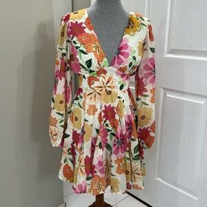 EUC Flying Tomato Floral Long Sleeve
Mini Dress